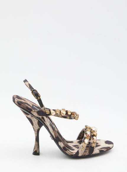 Dolce & Gabbana Animal Print Sandals Brown