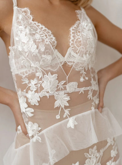 Pollardi Bridal Boudoir Dress Fiorenza Illusion Lace Gown