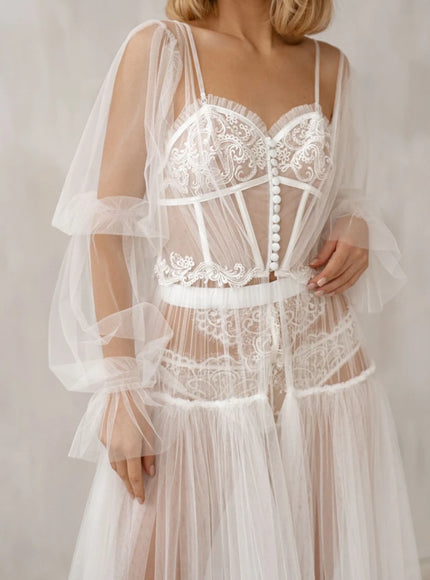 Pollardi Bridal Robe Seraphine Illusion Tulle Robe