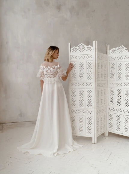 Pollardi Bridal Robe Aurelia Lace Cape Robe