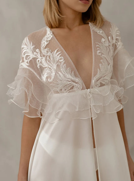 Pollardi Bridal Robe Aurelia Lace Cape Robe