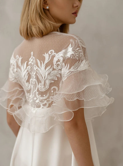 Pollardi Bridal Robe Aurelia Lace Cape Robe