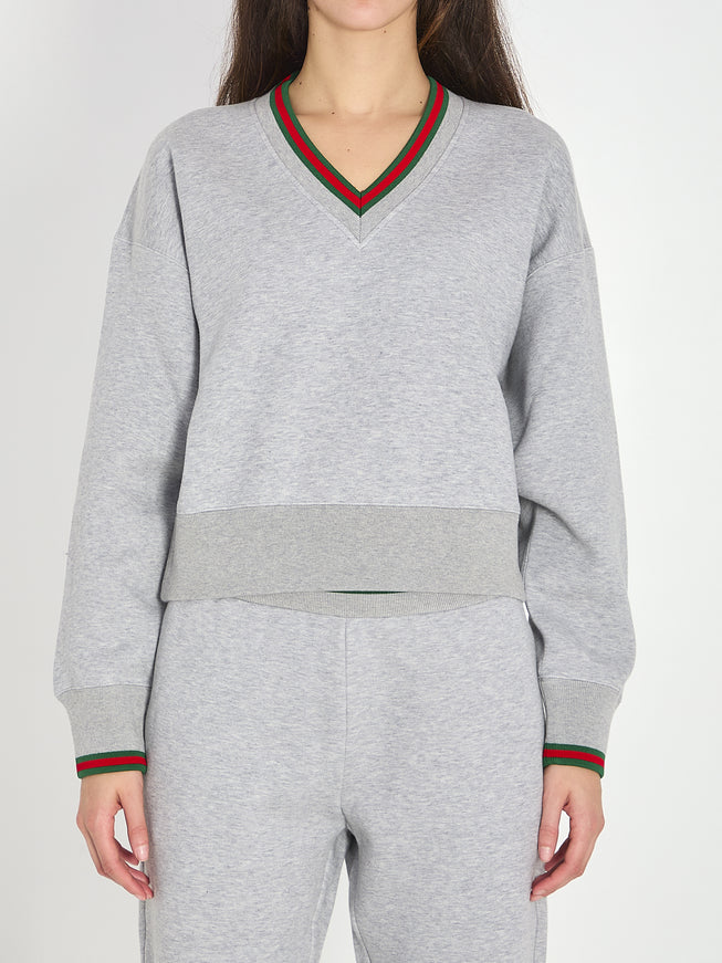 Gucci Web Cotton Jersey Sweatshirt Grey