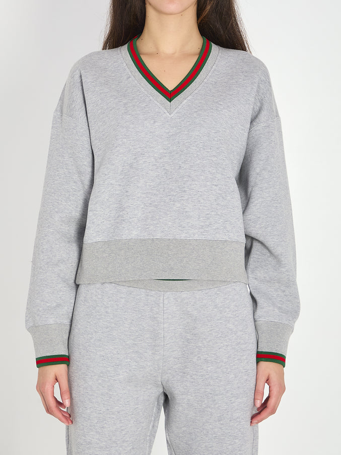Gucci Web Cotton Jersey Sweatshirt Grey