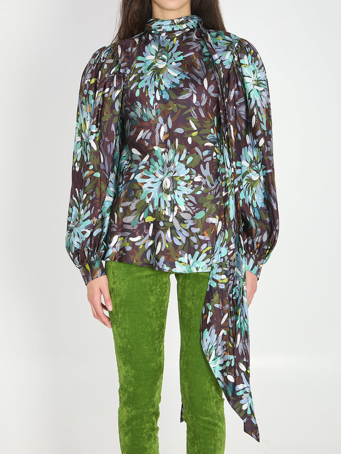 Gucci Printed Silk Twill Shirt Brown