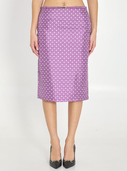 Gucci Printed Silk Skirt White