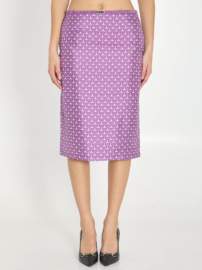 Gucci Printed Silk Skirt White