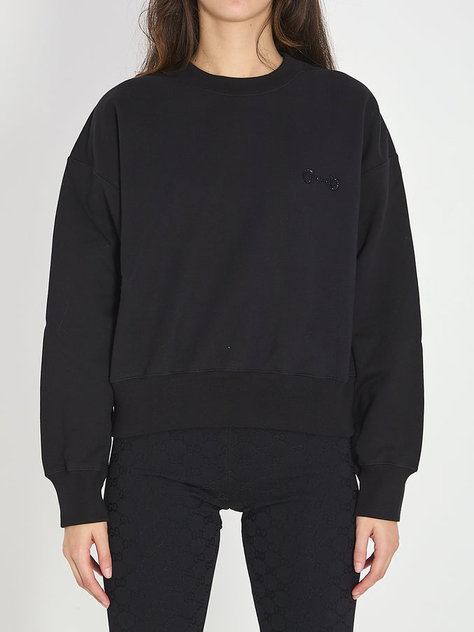 Gucci Cotton Jersey Sweatshirt With Embroidery Black