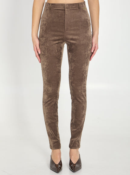 Gucci Stretch Velvet Leggings Brown