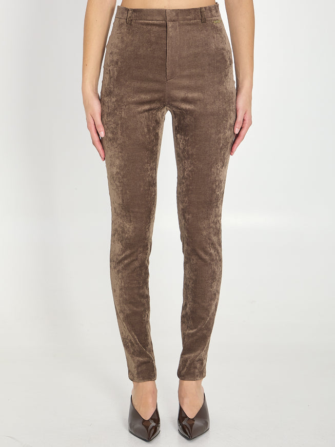 Gucci Stretch Velvet Leggings Brown