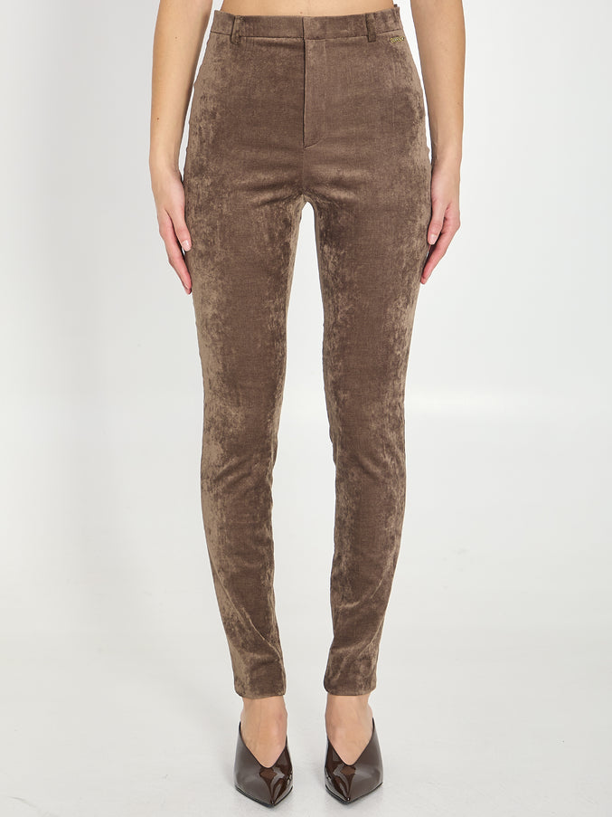 Gucci Stretch Velvet Leggings Brown