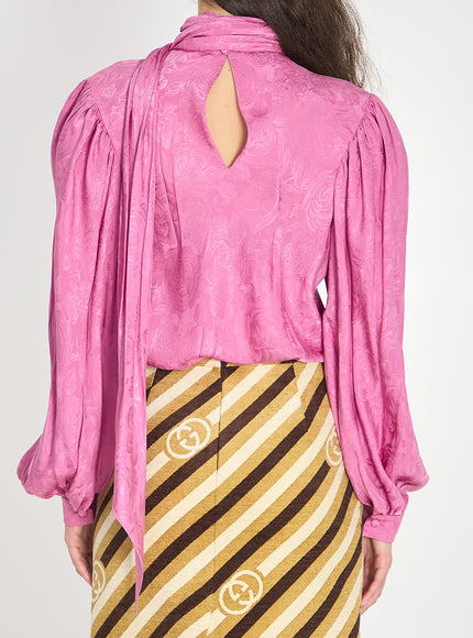 Gucci Silk Twill Shirt With Ribbon