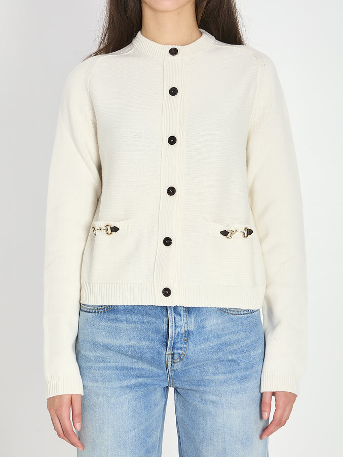 Gucci Cashmere Wool Cardigan With Morsetto White