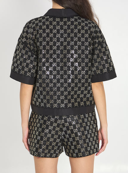 Gucci Embroidered Lamé Wool Tweed Shorts