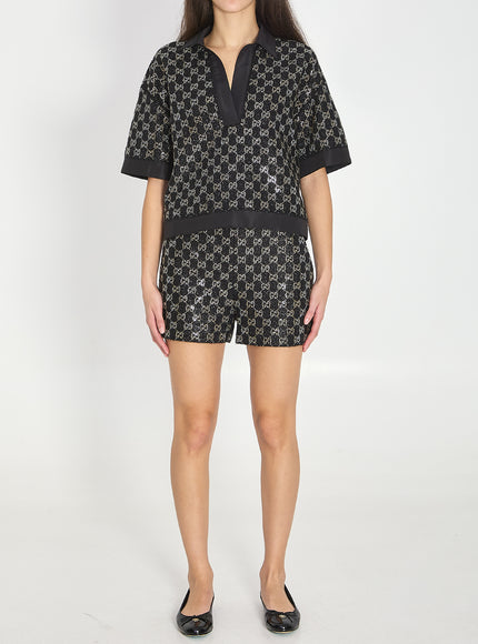 Gucci Embroidered Lamé Wool Tweed Shorts