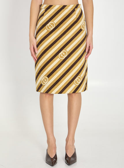 Gucci Diagonal Gg Longuette Skirt Brown