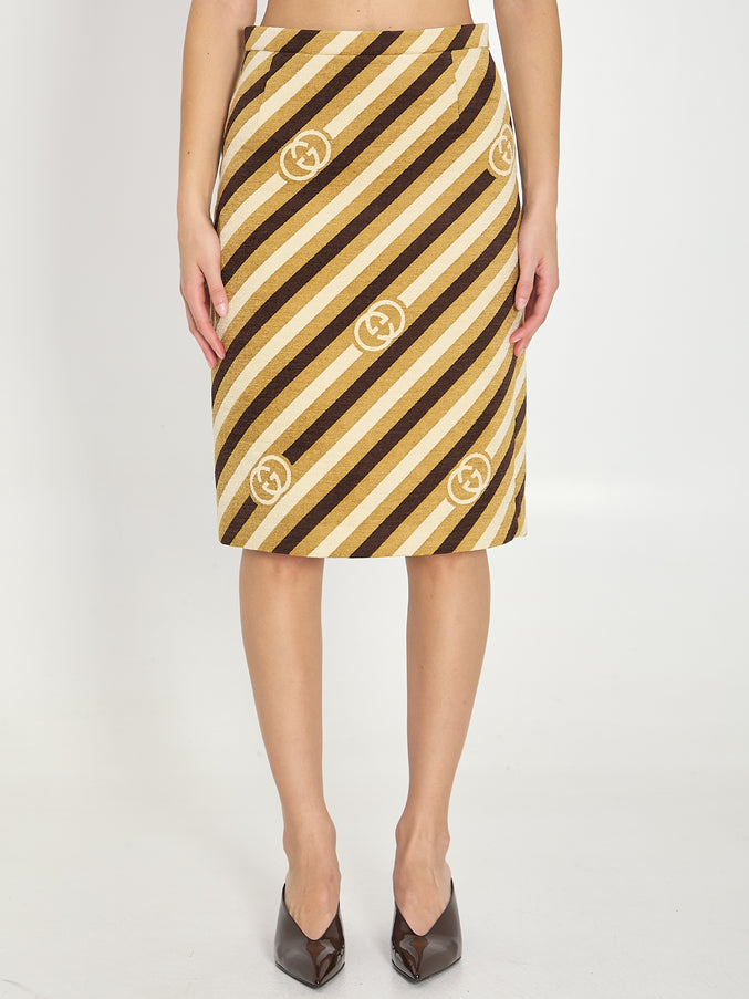 Gucci Diagonal Gg Longuette Skirt Brown