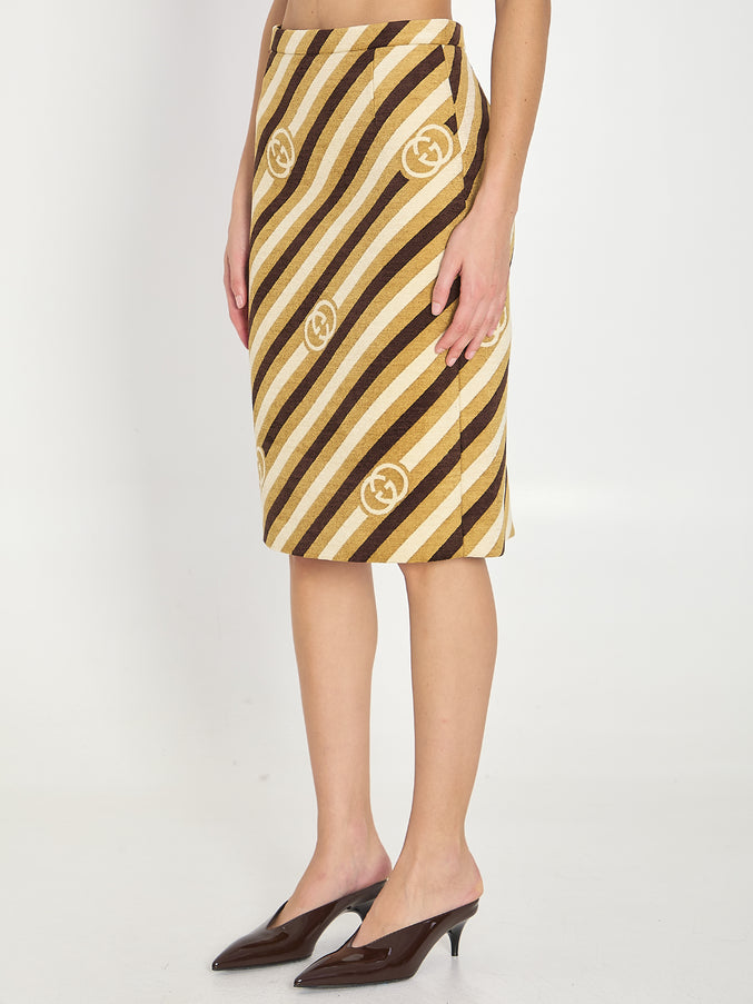 Gucci Diagonal Gg Longuette Skirt