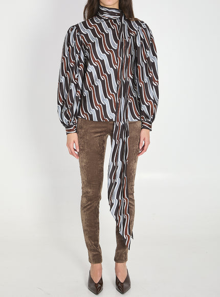 Gucci Printed Silk Twill Shirt Grey