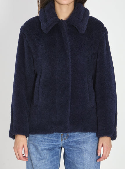 Max Mara Cropped Teddy Coat Blue