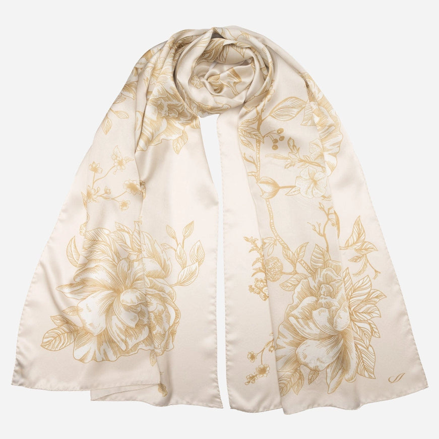 Elizabetta Isabella Silk Scarf Shawl in Champagne