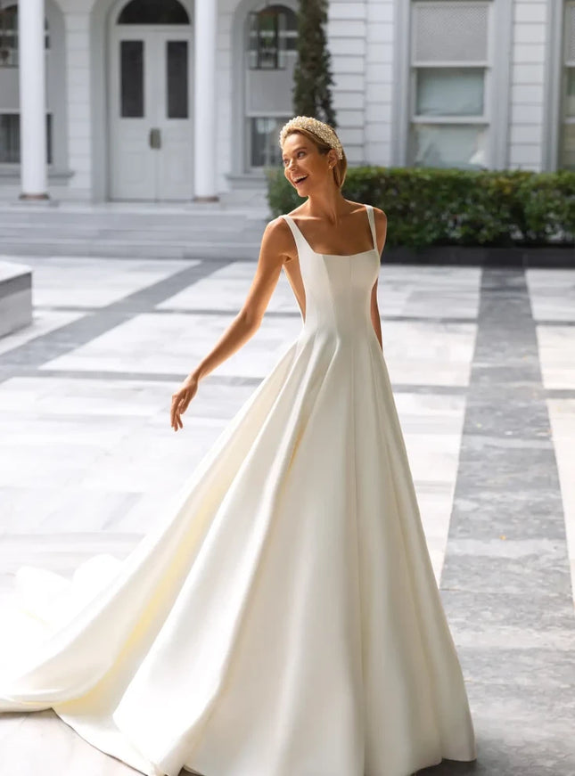 Alysee Minimalist Mikado A-Line Wedding Gown