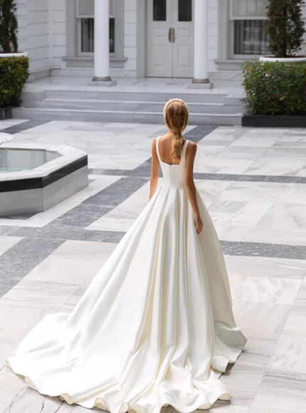 Alysee Minimalist Mikado A-Line Wedding Gown