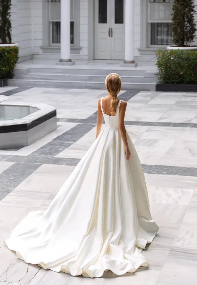 Alysee Minimalist Mikado A-Line Wedding Gown