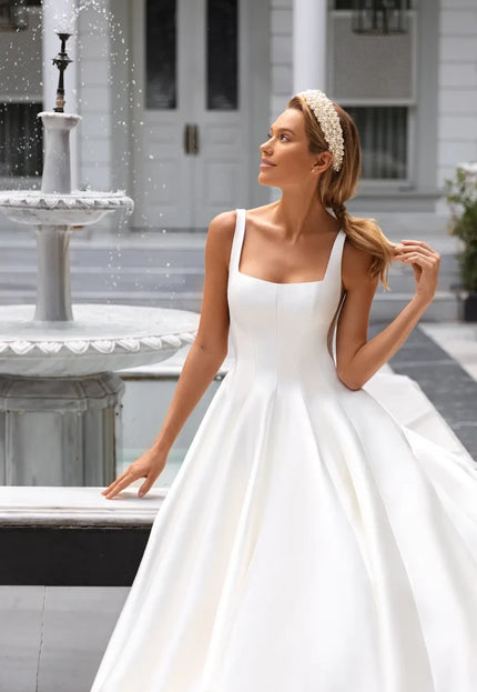 Alysee Minimalist Mikado A-Line Wedding Gown