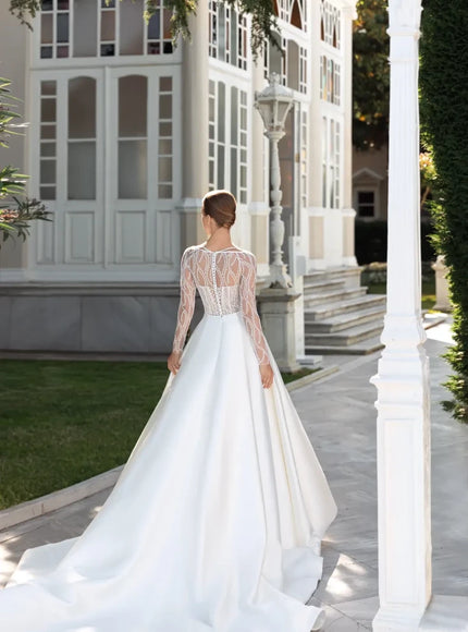 Chesella – Long Sleeve Mikado Wedding Gown