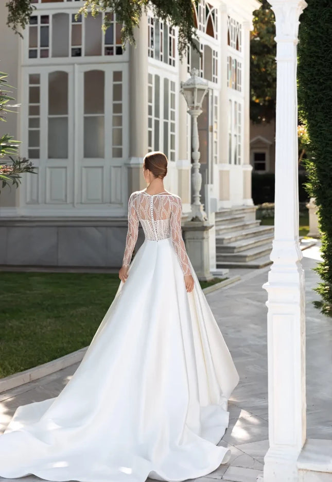 Chesella – Long Sleeve Mikado Wedding Gown
