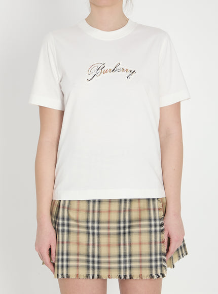 Burberry Check Cotton T-shirt White