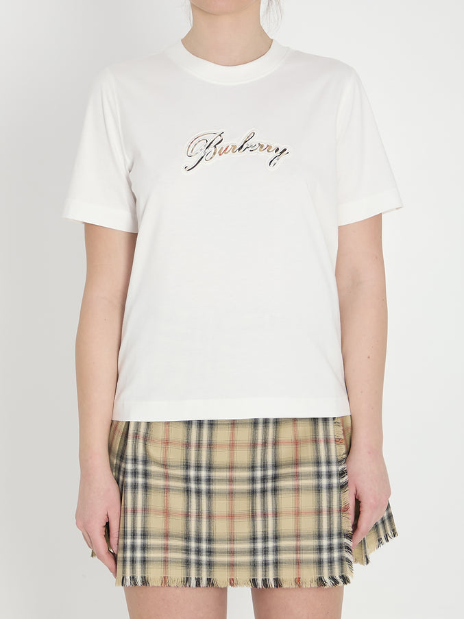 Burberry Check Cotton T-shirt White