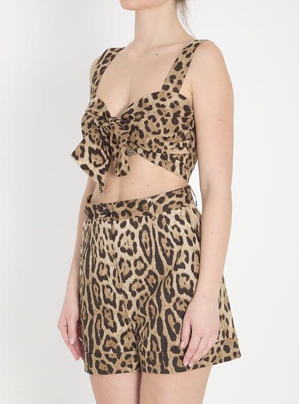 Dolce & Gabbana Leopard Print Poplin Top