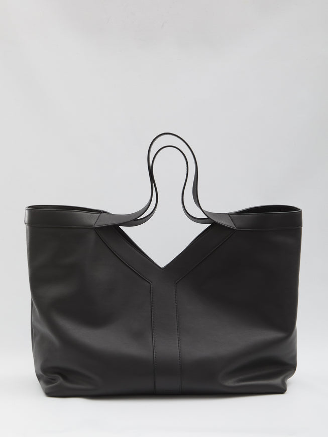 Saint Laurent Large Y Tote Bag In Leather QT Black