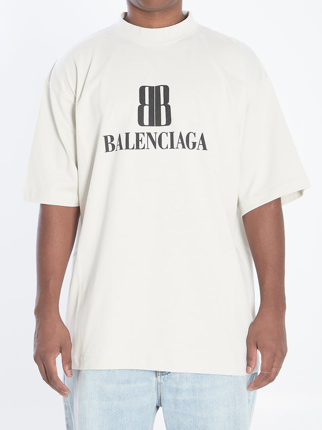Balenciaga Bb T-shirt In Cotton Grey