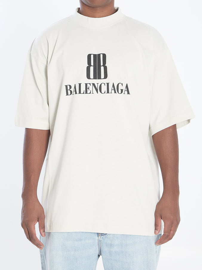 Balenciaga Bb T-shirt In Cotton Grey
