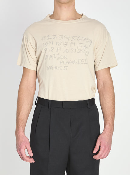 Maison Margiela T-shirt In Numeric Cotton Beige