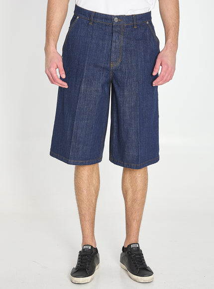 Ami Paris Denim Bermuda Shorts Blue
