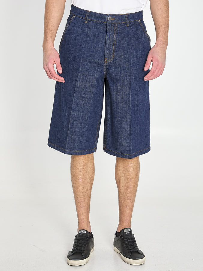 Ami Paris Denim Bermuda Shorts Blue