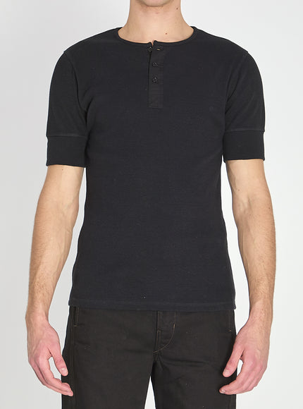 Lemaire Ribbed Henley Top Black