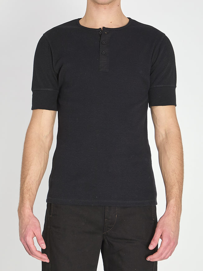 Lemaire Ribbed Henley Top Black