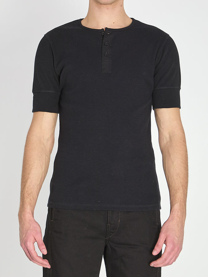 Lemaire Ribbed Henley Top Black