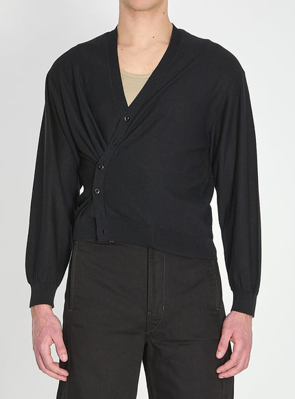 Lemaire Relaxed Twisted Cardigan Black