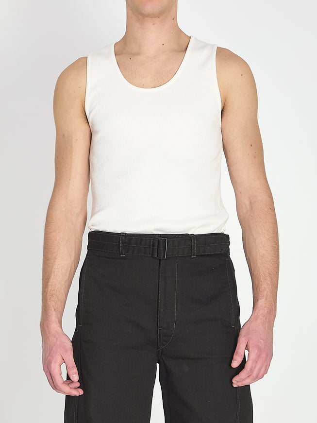 Lemaire Ribbed Tank Top Cream