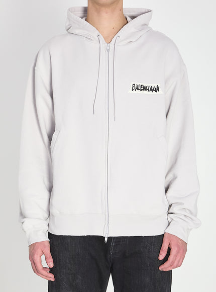 Balenciaga Masking Tape Zip-up Hoodie White