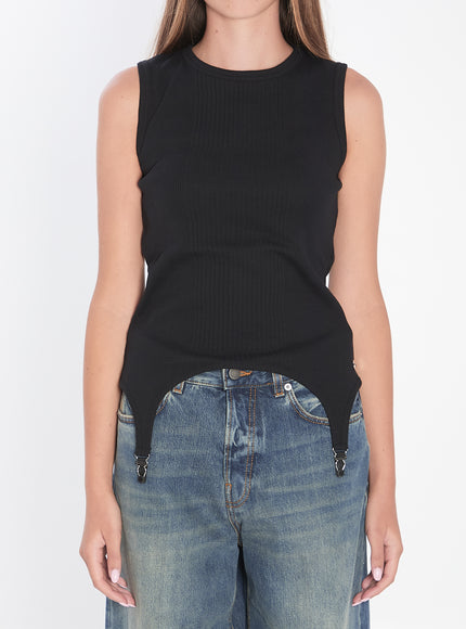 Jean Paul Gaultier Tank Top With Lingerie Garter Black