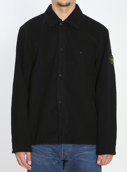 Stone Island Overshirt In Wool Blend Black