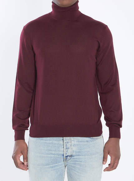 Saint Laurent Wool Turtleneck Sweater Bordeaux