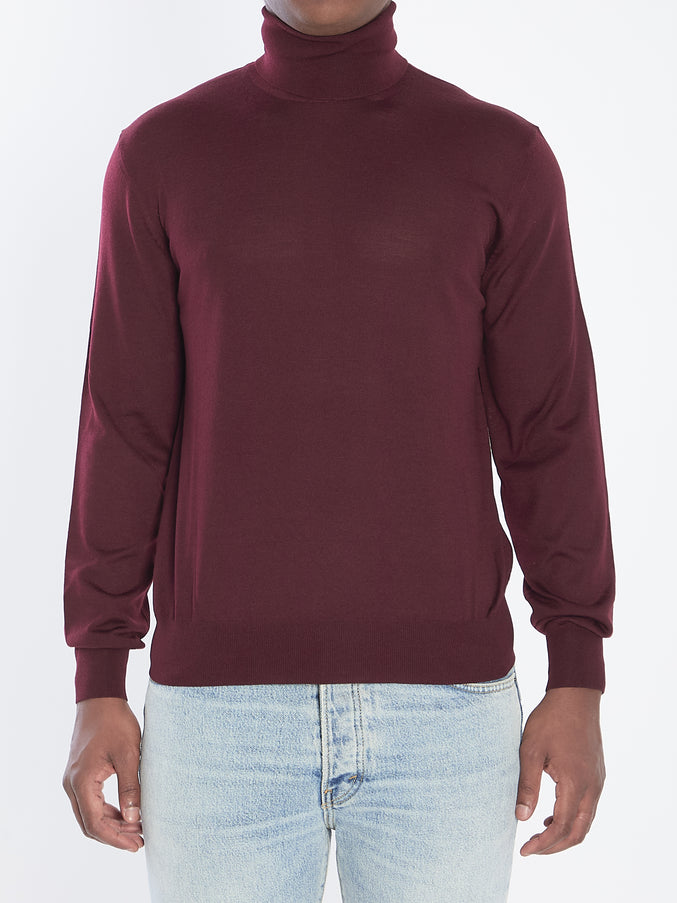 Saint Laurent Wool Turtleneck Sweater Bordeaux